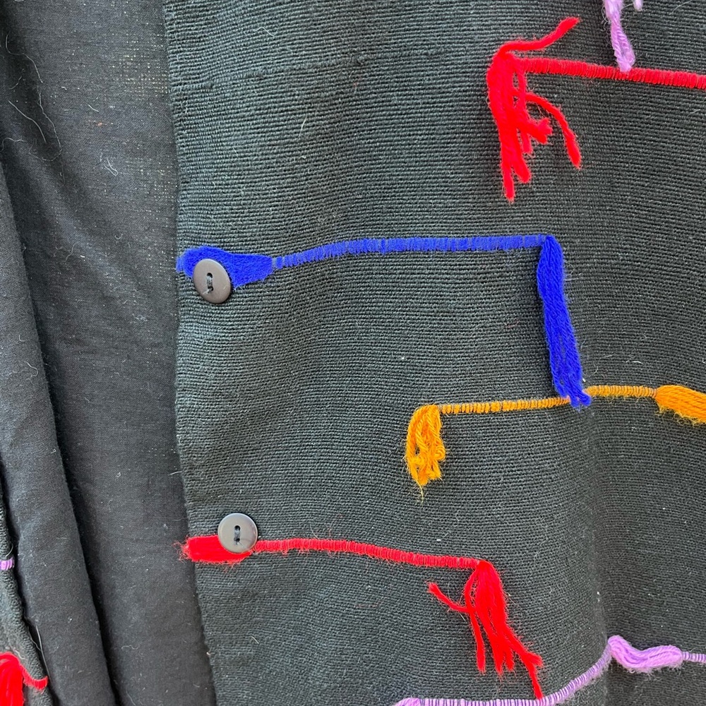 Women’s XL dark blue cotton‎ jacket with bright yarn detail, texture - Picture 5 of 5